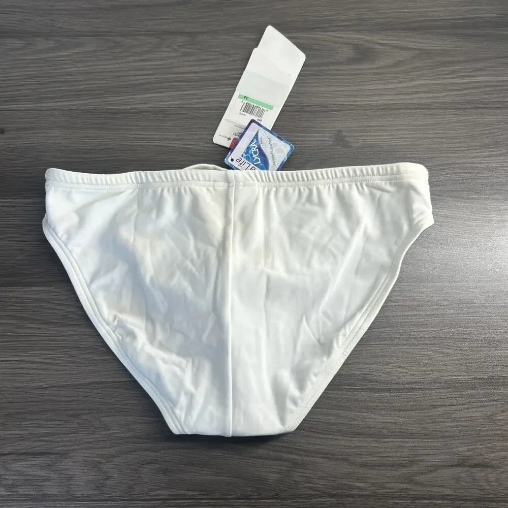 Speedo Men’s Swim Brief Size 34 White NWT New Old Stock Racing Swimsuit READ